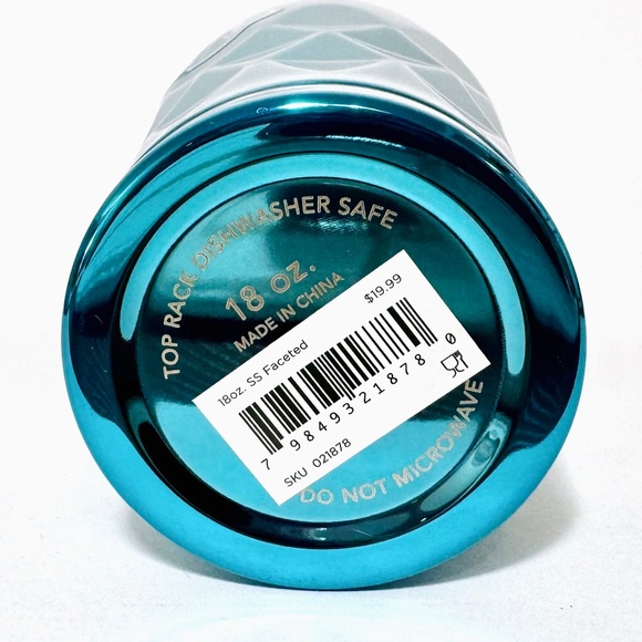 Faceted Stainless Steal Tumbler with lid - TEAL - Picture 4 of 4